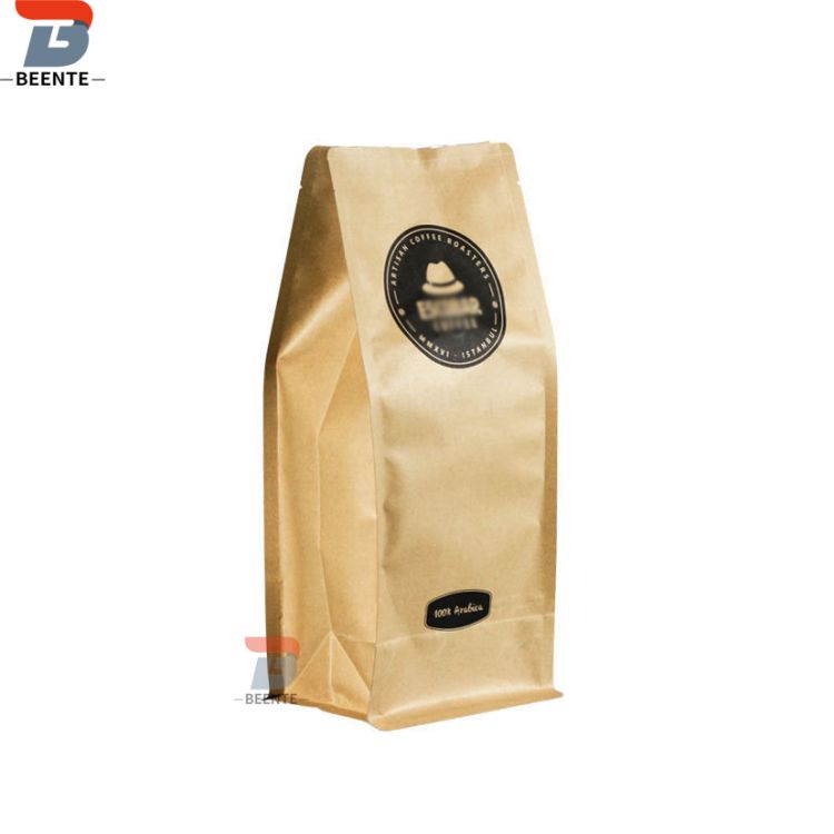 Qəhvə dənələri paketi və klapanlı Kraft qəhvə paketləri